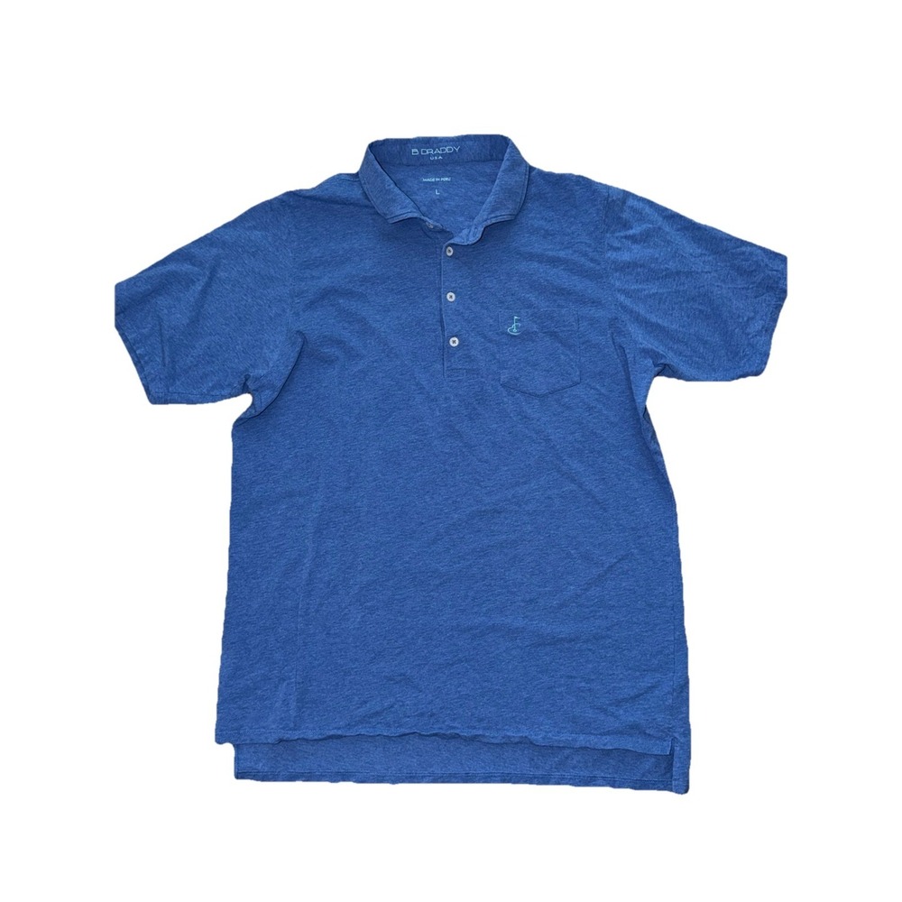 B. Draddy Golf Polo Shirt Men's Size L Blue Pima Cotton